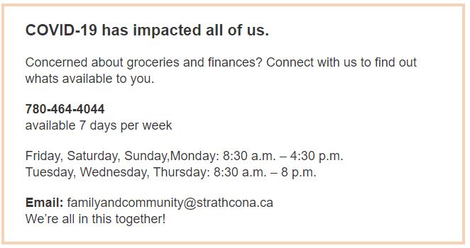 StrathRotaract's tweet photo. There's bound to be bumps in the road during a pandemic Eg. finances, mental health, in-home care support, child &amp; teen development, &amp; couples support. Contact Strathcona County Family and Community Services &amp; they will help navigate you to your solution! https://t.co/Uy9Rm96HGQ https://t.co/jhTstlg2dv