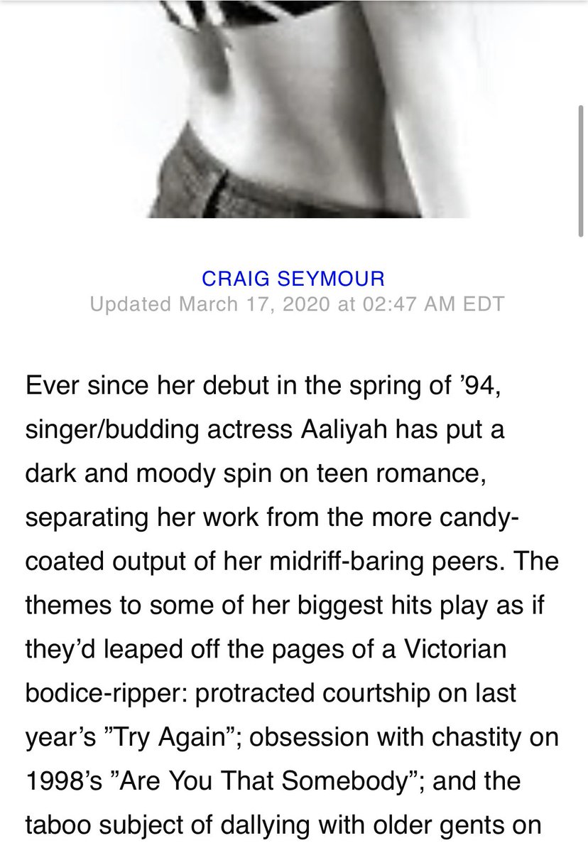 Entertainment Weekly refers to her music as “dark and moody” in July 2001. But folk act like I made that up lol https://ew.com/article/2001/07/22/aaliyah/