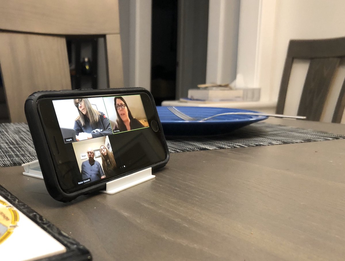 AngelaGemmill's tweet photo. In season of physical distancing, I celebrated Easter dinner with my family tonight. Around the table — just different tables. I miss my family but technology helps lessens the sting #virtualEasterDinner #tableconversations #missmymomscooking #makingmemories #physicaldistancing https://t.co/2Qf3BJkz36