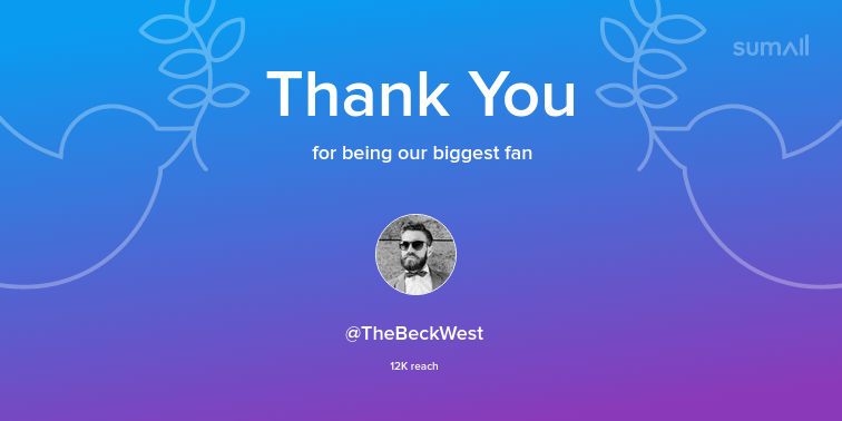 BrianRaif's tweet photo. Our biggest fans this week: TheBeckWest. Thank you! via https://t.co/dHOUupzJpx https://t.co/nlgUpklExv