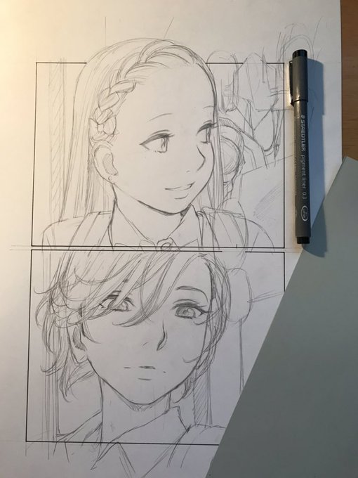 では今日は先日ツイートしたあーちえをペン入れしたいと思います。頑張ります。 