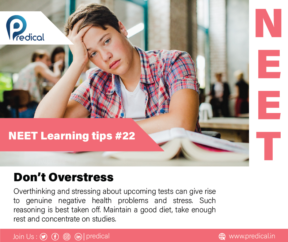 PredicalP's tweet photo. Don’t Overthink and Overstress about upcoming tests.
#studying #StudyTips #Exams #Exam_preparation #NEET #NEETUG #NEET2020 #MedicalEntrance #SaturdayMotivation #SaturdayVibes #Predical
Visit: https://t.co/Cpkv6BQCFk https://t.co/1fleIbuvY7