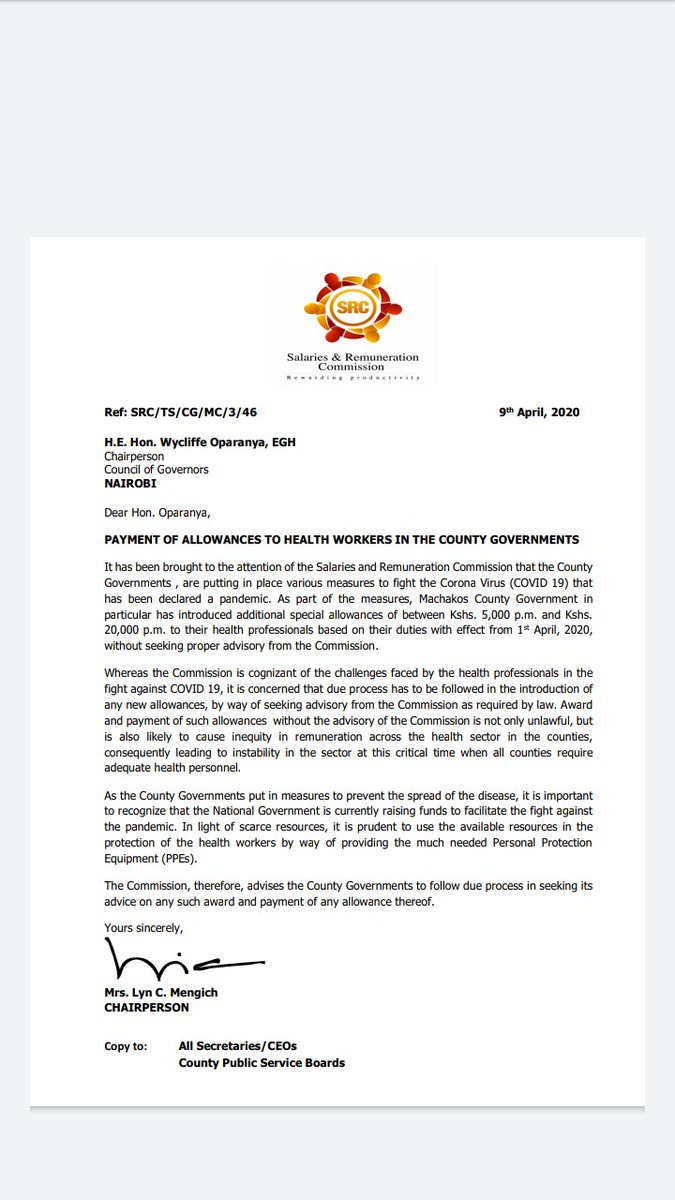 NURSEACTIVISTKE's tweet photo. While the entire SRC commission and secretariat are working from home, they still have the audacity to question special allowances awarded to healthcare providers who are risking their life and that their family members in fight of the mysterious COVID-19. 

THE ENEMY WITHIN! https://t.co/kG7Ma661i8