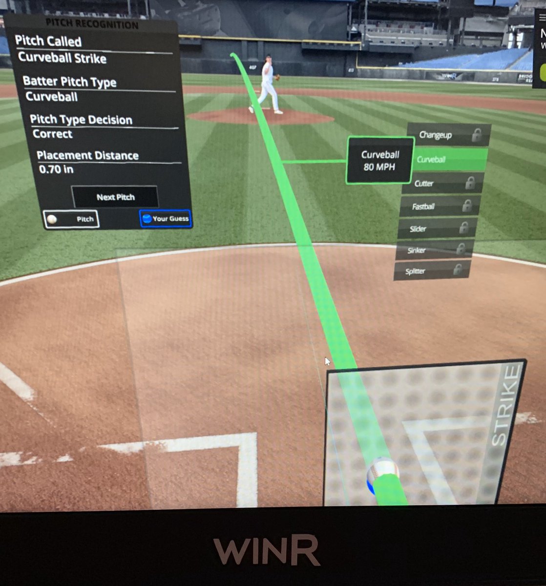 GDBJr5's tweet photo. Ok Texas Bennetts, Illinois Bennetts are locking in w/ .55 in & .70 in placement distances @WinReality #PitchRecognition #SwingDecision #WinReality @A_McKirahanJr @aidenbe59669921 @gavinbennett28 @gbennett281 @sciencebaseball #CantHitWhatYouCantSee #baseball https://t.co/pAdztozMyH