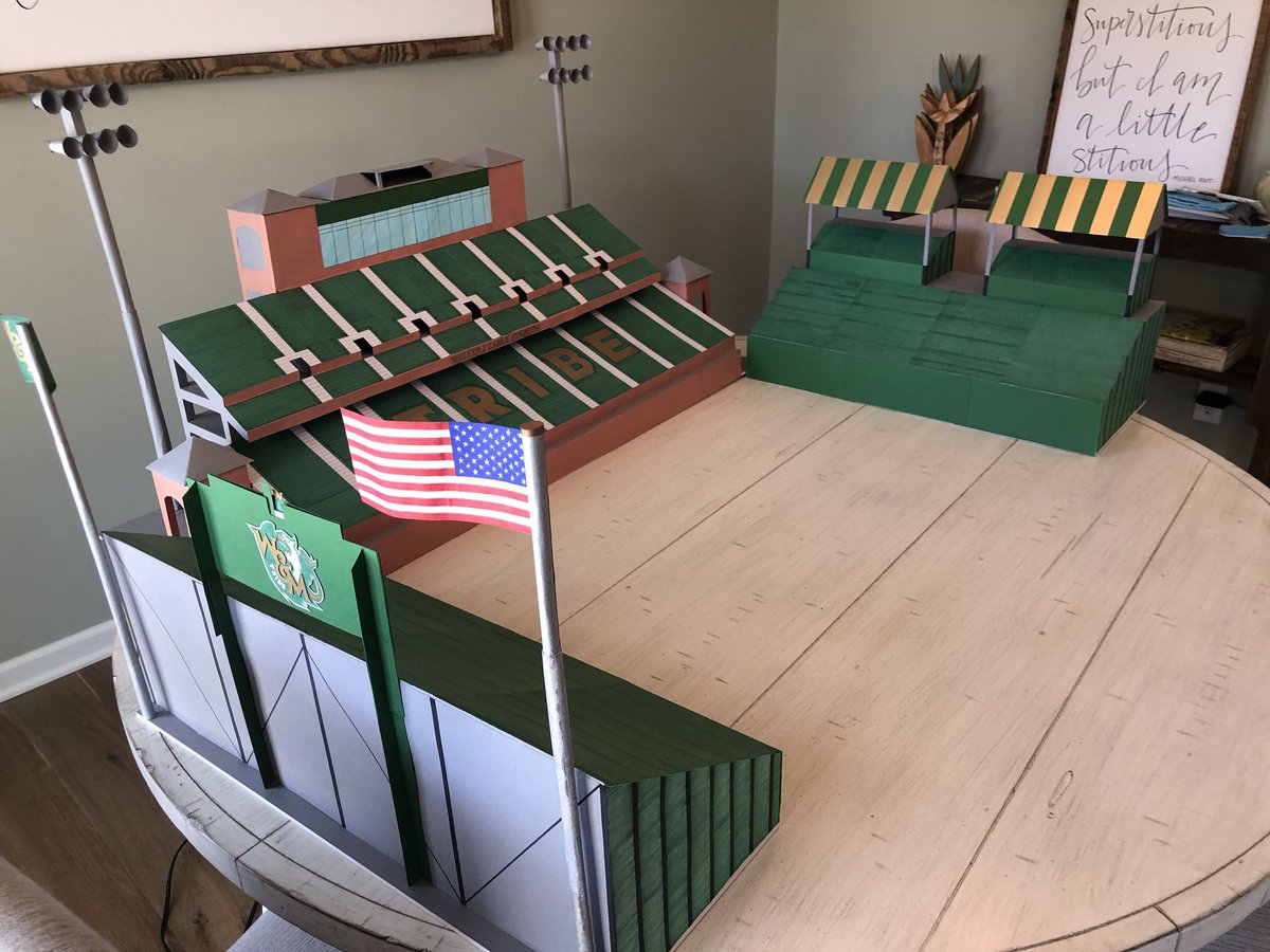 Paper Stadium  #8 Zable Stadium. The largest stadium I’ve ever built (5-feet wide) was built to surround an electric football field.