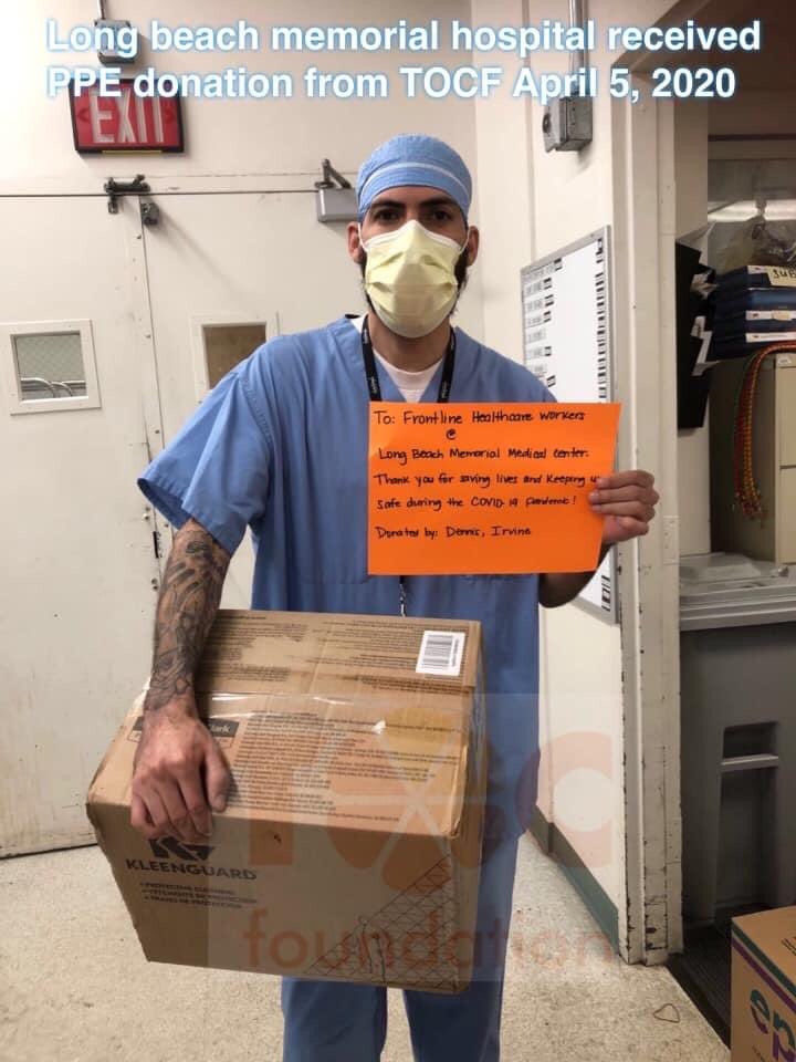 FoundationToc's tweet photo. Operation Guarding Angels April 5. Long beach memorial hospital received 
PPE donation from TOC Foundation. 岂曰无衣，与子同袍。United, We Stand.
#TOCF #TOCFoundation 
#GuardingTheAngels
#ChineseAmericanFightCovid19
#GetUSPPE #PPEShortages
#covid19 
#InThisTogether
#chineseinla https://t.co/doEUjXip2r