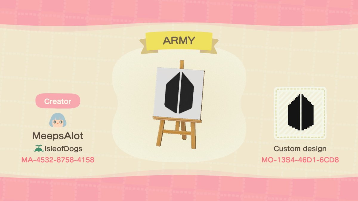 meeps_alot's tweet photo. simple bts and army logos. #AnimalCrossing #ACNH #NintendoSwitch https://t.co/em7mkCcPPx