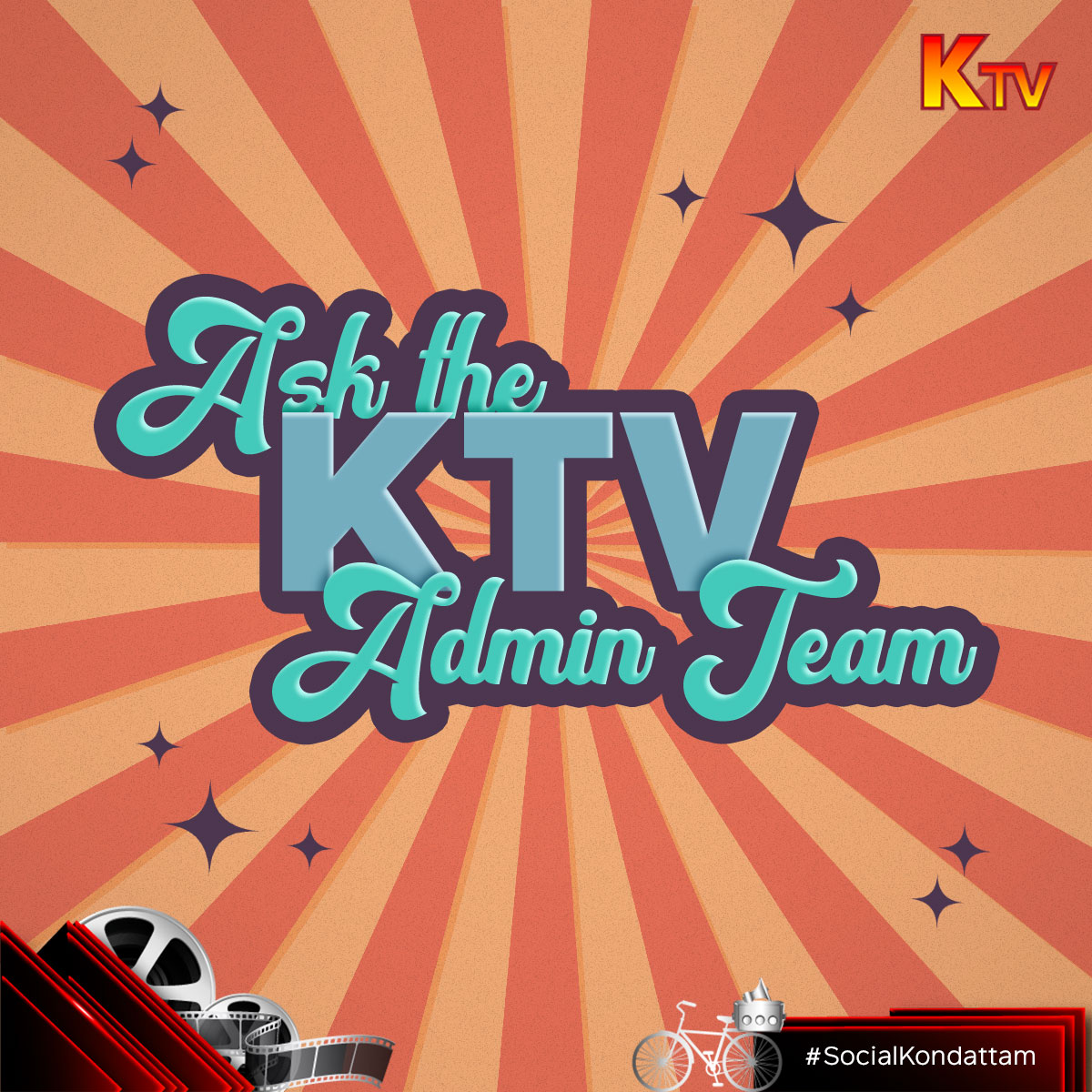 KTVTAMIL's tweet photo. Your love and support has been a huge motivation for us. Enga kitta edhachum kekanumna, please kelunga. We will pick top 5 questions and answer them the K TV way with lots of drama, music and celebration of the art form that we dearly love!
#SocialKondattam #KTV #AskTheKTVAdmin https://t.co/UbBCJnsM1a
