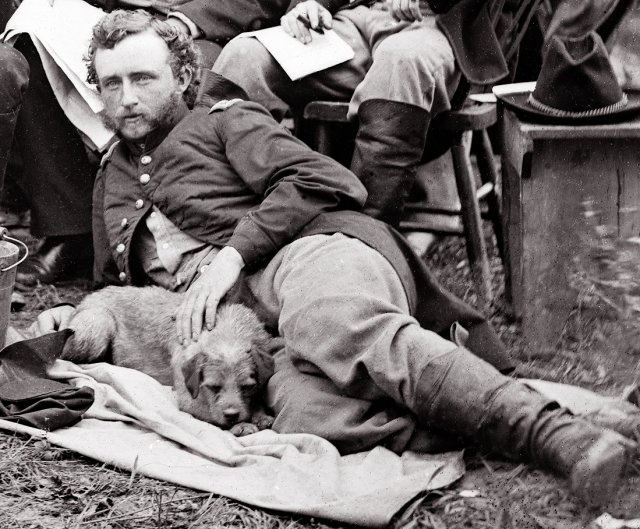 George Custer before he got all genocidal and was a good officer, with a smol dog