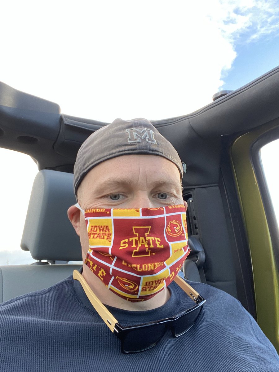 TrewynGroup's tweet image. Sporting the alma mater on my face mask tonight on the Friday night dinner run. #cycloneprotection @IASTATE_Chem #CyclONEnation