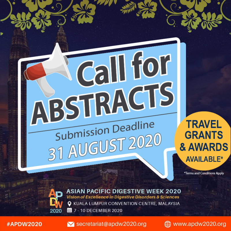 𝗔𝗯𝘀𝘁𝗿𝗮𝗰𝘁 𝗦𝘂𝗯𝗺𝗶𝘀𝘀𝗶𝗼𝗻 𝗗𝗲𝗮𝗱𝗹𝗶𝗻𝗲 has been extended from 30 April 2020 to 31 𝗔𝘂𝗴𝘂𝘀𝘁 2020. Do not miss your chance to submit your abstracts.

For more details please visit our website at apdw2020.org.