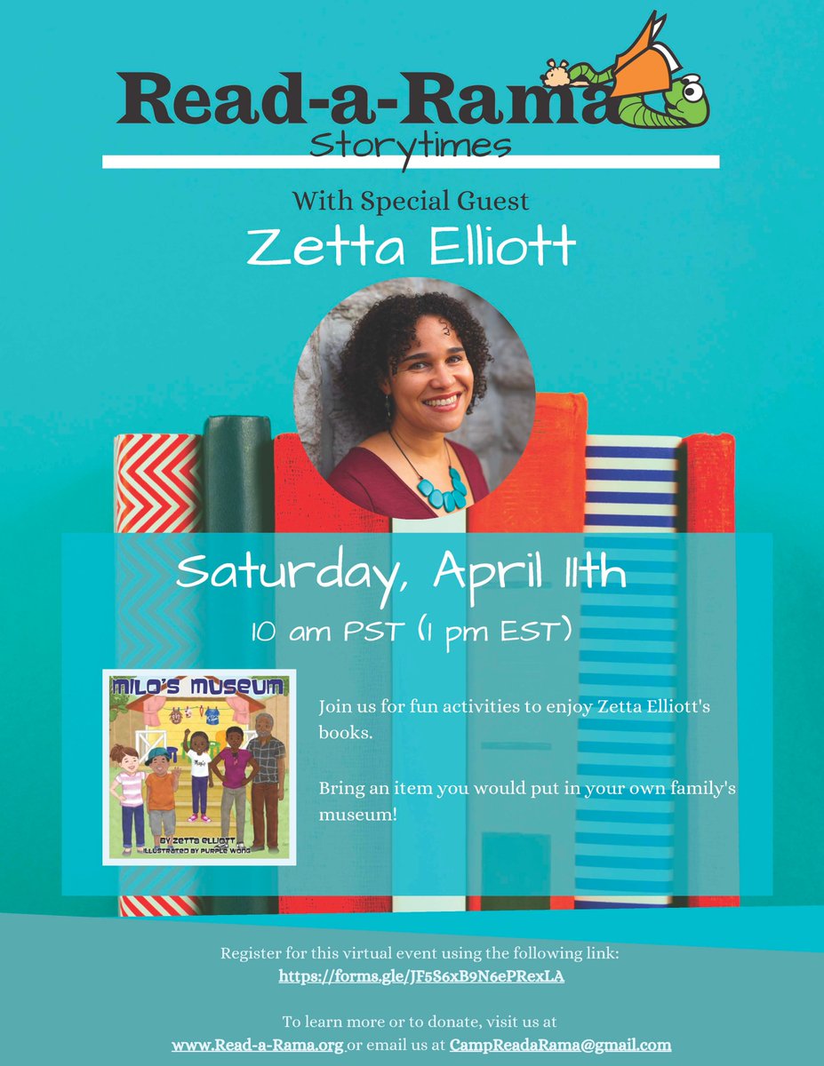 Join us tomorrow morning for storytime with children’s and young adult author Zetta Elliott. Share with your family and friends who have young ones! Hope to see you all there!