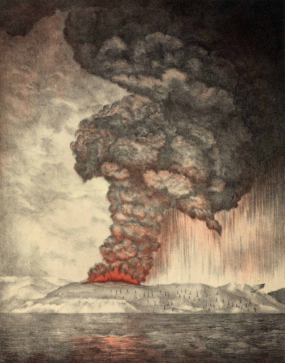 letusan dahsyat ibunya, atau Gunung Krakatau 1883. menimbulkan awan panas setinggi 70 km dan tsunami setinggi 40 meter dan menewaskan sekitar 36.000 orang.