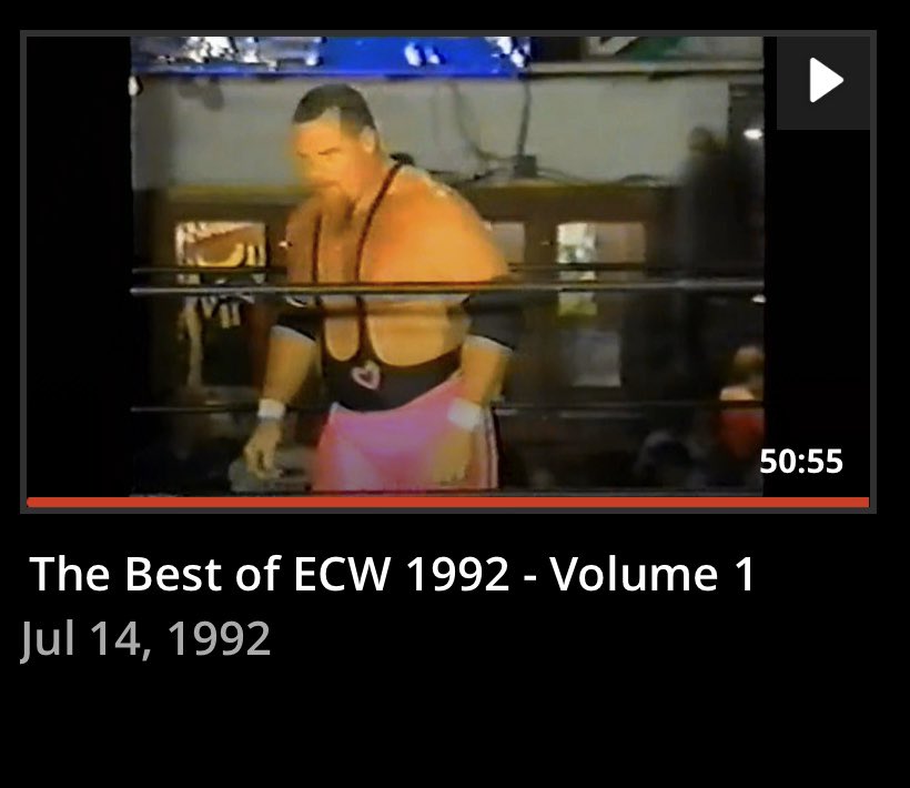 I’ve started my journey through the history of ECW with the only 1992 material I could find — WWE network hidden gems of two Best Of tapes and a TV pilot. Only skimming. It’s what you’d think — typical mediocre / indie stuff of the era. Names from the magazines.