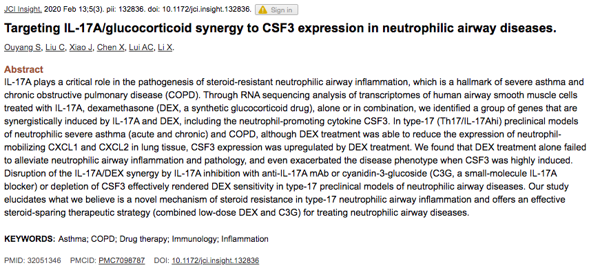 10/6)Chronic respiratory disease (esp COPD)COPD & neutrophilic asthma have much in common. For both, IL-17A levels are elevated in BAL, implicated in pathology, & anti-IL-17A is being explored as a therapeuticPMID 30383540/20565710/32172346 and many more