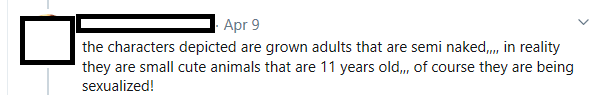 "Grown adults that are semi-naked" gets me because they're wearing those aprons that fit like loin cloths at worst. Tarzan wore a loin cloth too, even as a child. When are you planning to cancel Disney?