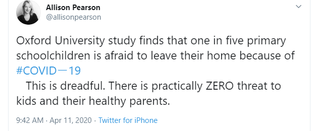 Fourth rate journalist thinks Covid-19 is 'ZERO threat to kids and their healthy parents'. She needs to look up 'asymptomatic'.....