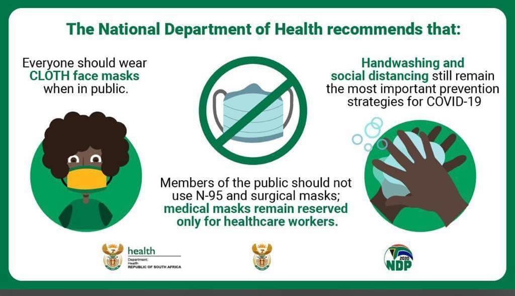 SoulCity_SA's tweet photo. @HealthZA has recommended the use of CLOTH facemasks to prevent the spread of #COVID19! 

#CoronavirusInSA #StayAtHome #WeAreAllInThisTogether #coronavirusinSA https://t.co/2ybnbL9Q8a