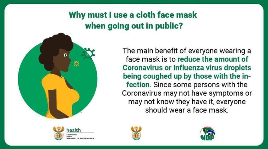 SoulCity_SA's tweet photo. @HealthZA has recommended the use of CLOTH facemasks to prevent the spread of #COVID19! 

#CoronavirusInSA #StayAtHome #WeAreAllInThisTogether #coronavirusinSA https://t.co/2ybnbL9Q8a