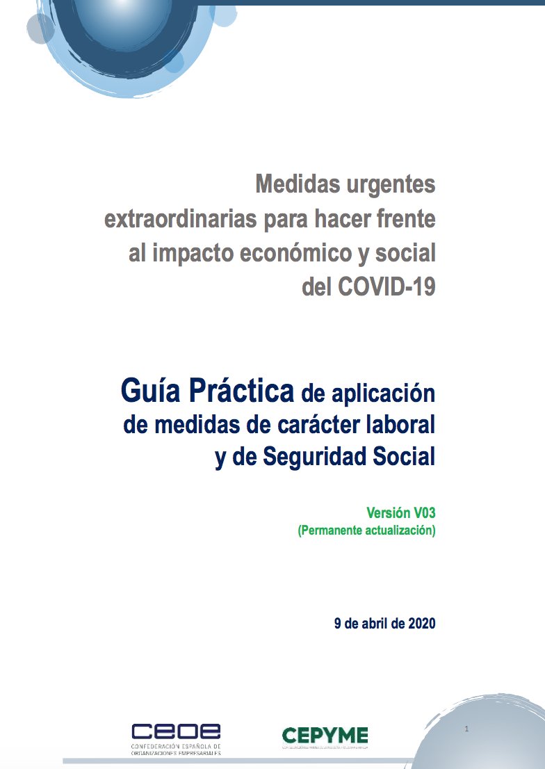 📝Desde <a href="/CEOE_ES/">CEOE</a> y <a href="/cepyme_/">CEPYME</a> hemos publicado una guía práctica de carácter laboral para ayudar a #empresas, pymes y #autónomos en estos momentos

✅Movilidad

✅Cotización

✅Prestación por desempleo

✅Incapacidad temporal

✅Cese de actividad

👉go.aws/3ehkPT8