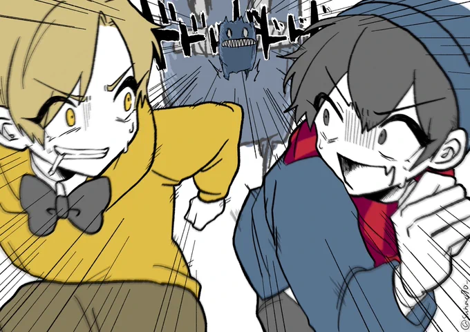 お題「フワッティーから全力で逃げてるらだおくんとばどさん」

お題ありがとうございます〜  どのパートか忘れたけどフワッティーから逃げてきたきょーさんが「俺以外全員死んだ」って言うとこ好き 