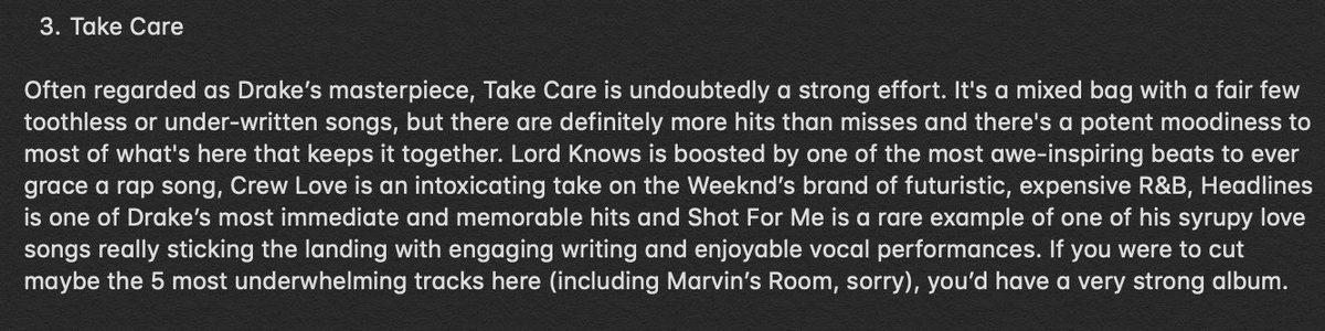 Actually been listening to some Drake recently so I thought I& #39;d do a quick & #39;Worst to Best& #39; for you guys cause I& #39;ve been feeling like writing, so here we go: