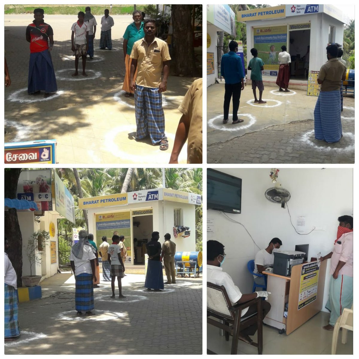 BpcRetailTvl's tweet photo. Under the prevailing conditions covid-19, One of our umang RO Bharat agencies in Watrap near Rajapalyam providing banking facilities through FINO to the Public by strictly maintaining social distancing. @singharunbpcl @8singhi @ravips25 @BPCLSubhankar https://t.co/ys44SvLauN