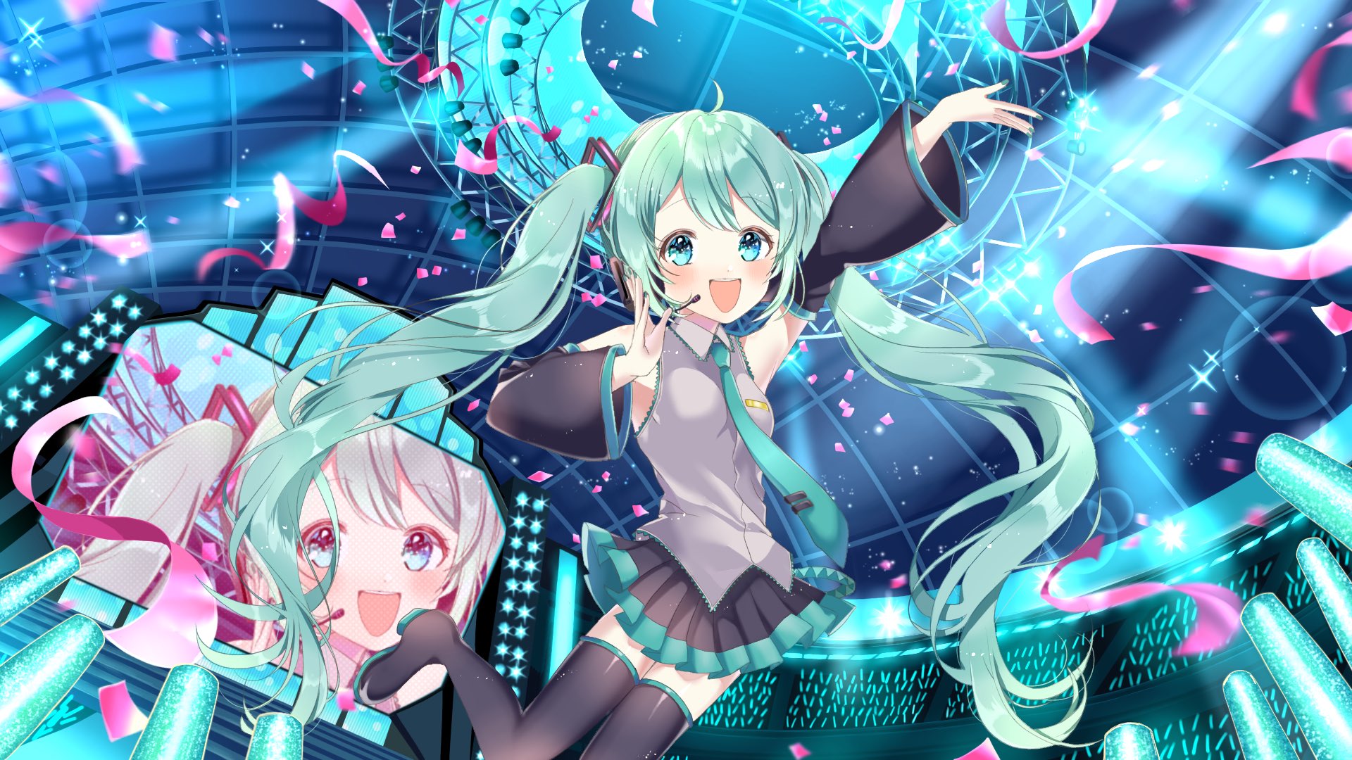 Twitter 上的 こんぺいとう Live Dam Ai Piapro カラオケ背景映像用イラスト に採用して頂きました ロ ੭ Livedamで初音ミクちゃんの歌を歌うとランダムで出てくると思うので ぜひご覧ください T Co Ml49jvjzti Twitter