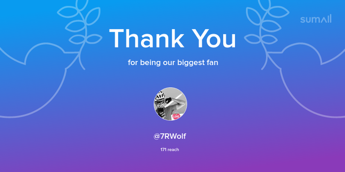 Our biggest fans this week: 7RWolf. Thank you! via https://t.co/21GqVZPVp7 https://t.co/w3ZWzgpq2z