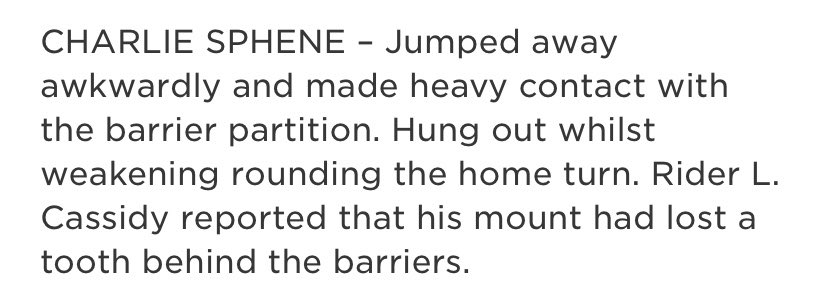 brissyraces's tweet photo. A few from the stewards report today
#lostatooth https://t.co/5k132XGeSn