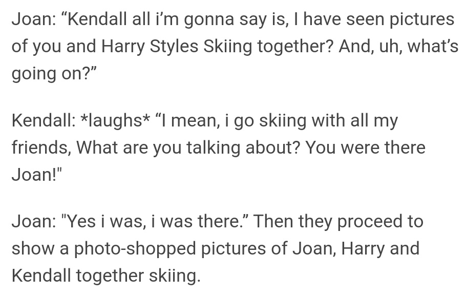09 January 2014: Kendall gets asked about Harry by Joan Rivers.