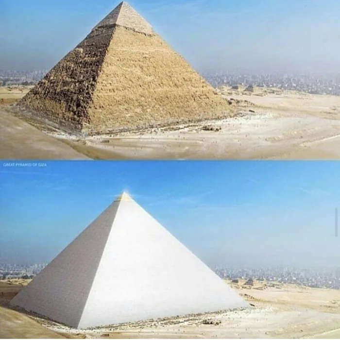 Anubis_sama's tweet photo. @cubfan135 Here is a reconstruction of how the pyramids originally looked like. So maybe make yours out of quartz with a golden beacon on the top? https://t.co/SU7Vp6Oz8G