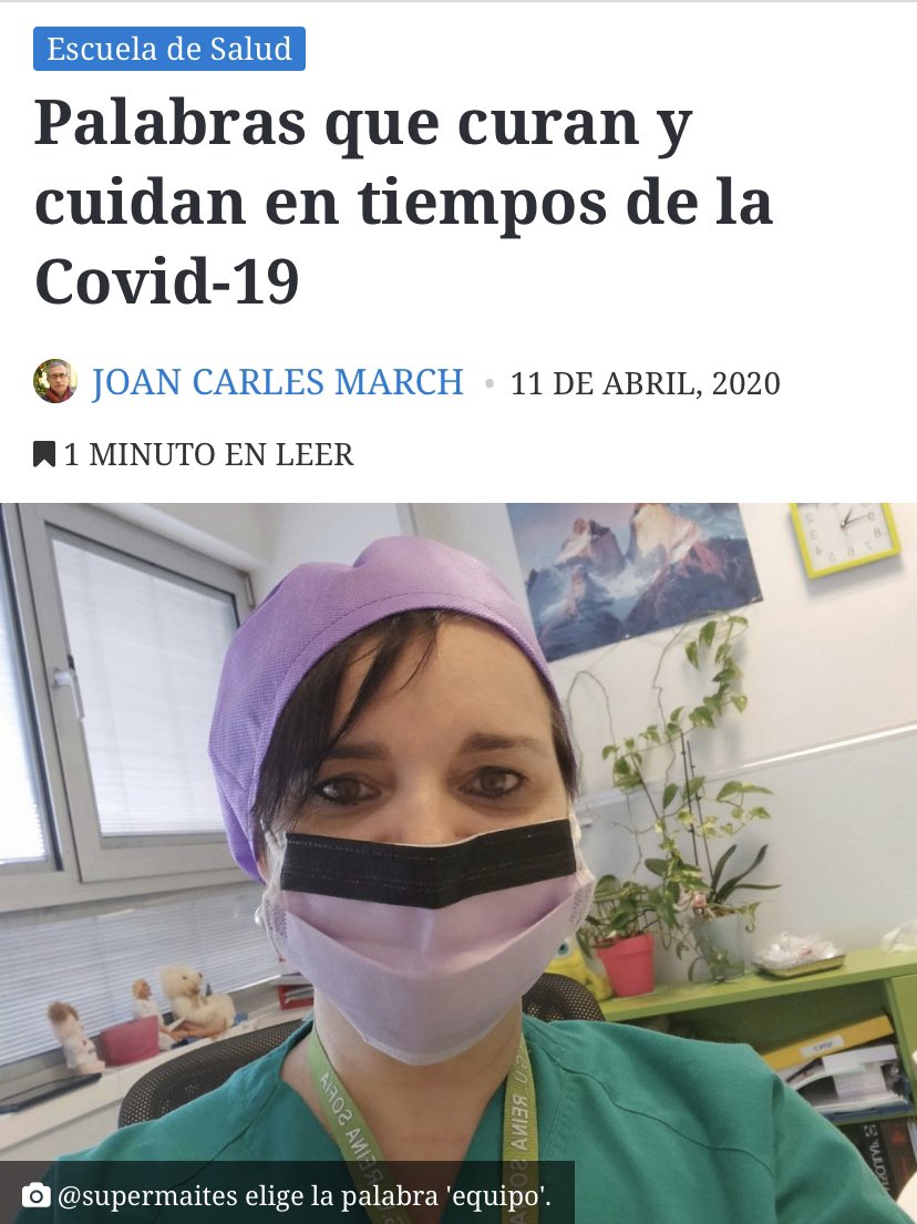 joancmarch's tweet photo. Palabras que curan y cuidan en tiempos de esta enfermedad que nos marca el día a a día la #Covid_19. Mi ARTÍCULO en @lavozdelsures de palabras de @zgancedo @Supermaites1 @LuisAranton @susanllero @yotauro61 @IsabelPrez10 @agruspar @angelopezh @JoseMMonforte https://t.co/3WvKA9GtBh https://t.co/ptZ9NZq3Pu
