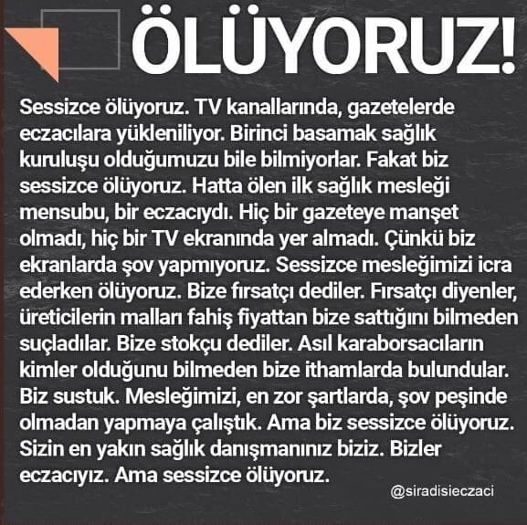 #Eczismaildurmuş #eczacilarölüyor #Covid_19