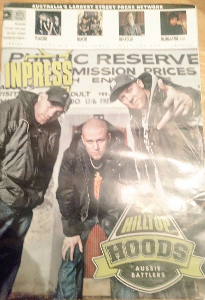 June 10, 2009. Hilltop Hoods cover ... I know Steve Bell from  @sonic_sherpa - Time Off editor when I wrote this - would have been keen for this  @Rancid interview but gave it to me ... Great writer, editor record store co-proprietor. Maybe my first feature syndication to Inpress?