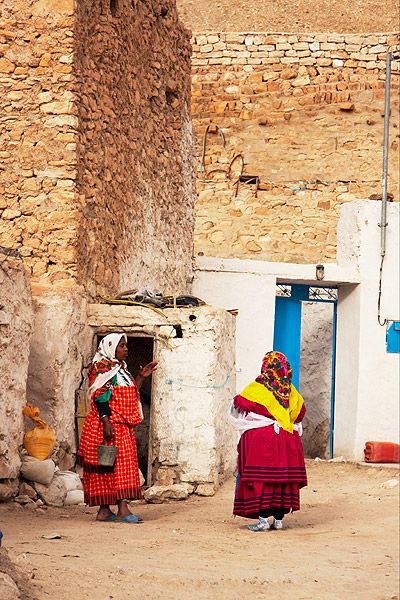 South: Chenini and DouiretThese berber villages are known for there houses that are craved inside a mountain. The villages sit on high altitude and have a breathtaking view over the rocky and arid southern landscape