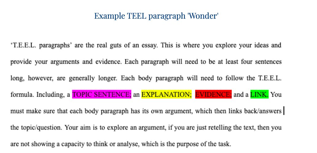 teel paragraph structure example