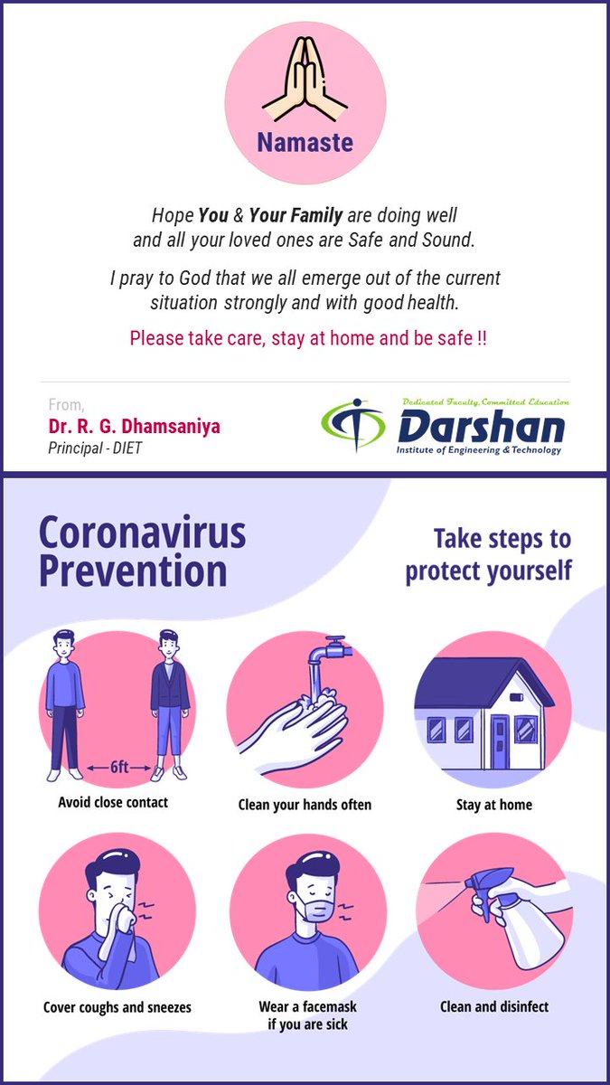DarshanUniv's tweet photo. Together let's protect ourselves from #coronavirus #COVID19 

#DarshanInst #StayHomeIndia #StaySafe https://t.co/mvgPOAnrbJ