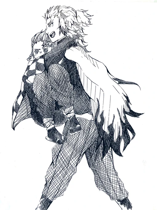 『行くぞ!炭治郎!』

『あ、歩けます、!』

#鬼滅の刃
#炭治郎
#煉獄さん
#絵描きさんと繋がりたい 