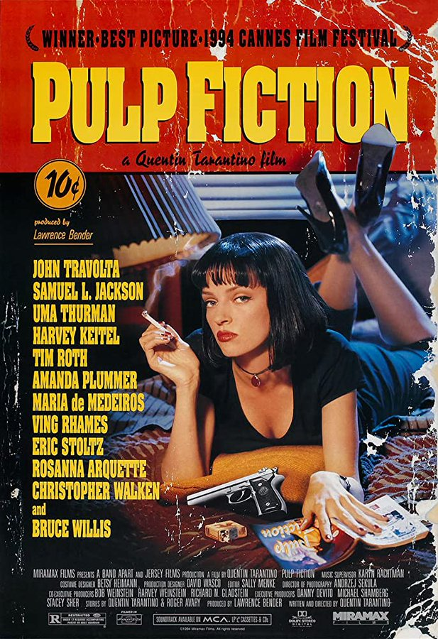 Day 6,  #NowWatching Pulp Fiction (1994) Dir. by Quentin Tarantino