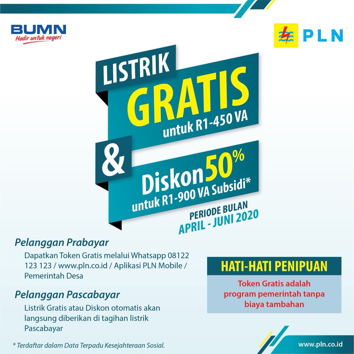 pln_123's tweet photo. Yuk bantu ingatkan mereka yang berhak menerima, bahwa program pemerintah ini tidak ada tambahan biaya apapun. Alias Gratis! https://t.co/L9ObrURt9k