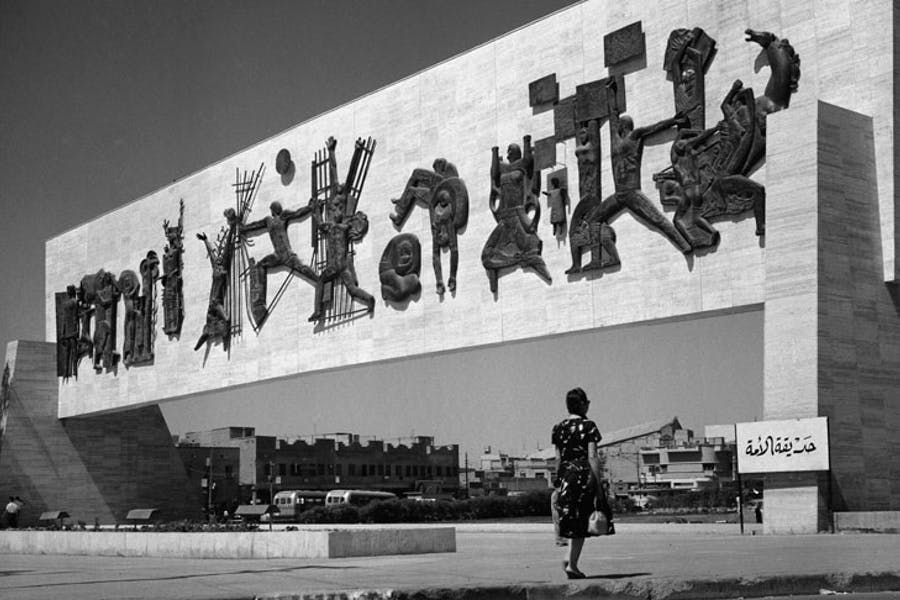 His most famous collaboration, commissioned by then Iraqi leader Abdul Karim Qasim (1914-1963) is the Monument of Freedom in which Chadirji worked with prominent artist Jewad Selim (1919–1961). Photo by Latif Al Ani