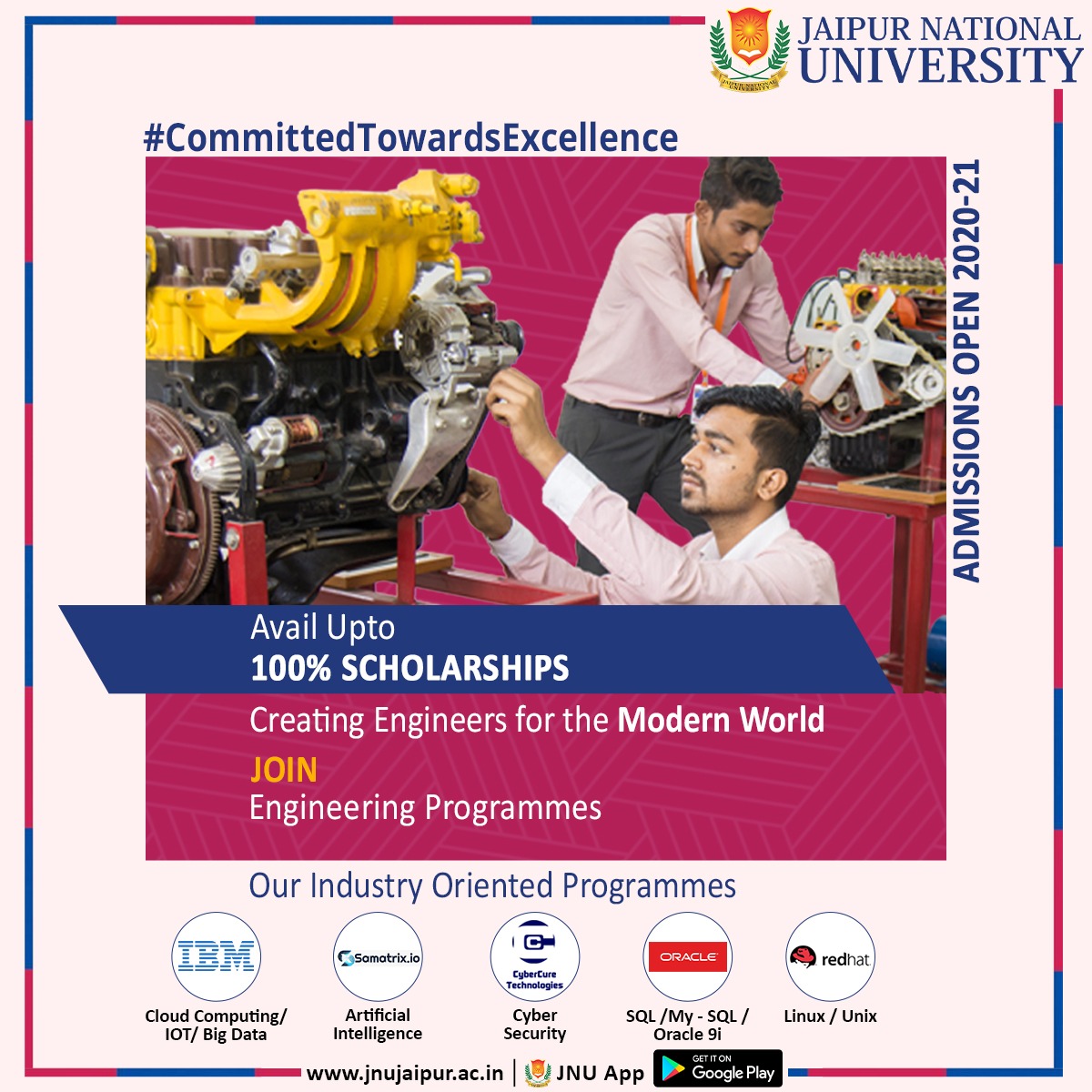 JAIPURJNU's tweet photo. Click Here To Register:- https://t.co/HeWIqQWlm2
Enroll yourself in the industry-aligned engineering programmes at #SchoolofEngineeringAndTechnology, #JaipurNationalUniversity - one of India's leading Private University and pave a path of success towards your dream profession. https://t.co/4l0vqvfeDe