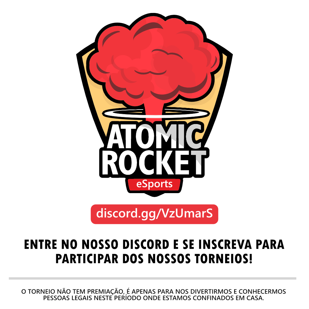 atomicrocketent's tweet photo. A equipe da Atomic Rocket montou um evento amistoso de #eSsports para combater o baixo astral da #pandemia. Está aberto a todos os cursos, universidades e pessoas.

O server não é só para o torneio, tem canais de outros jogos para fazer amigos! https://t.co/97uPICZlS1 https://t.co/y069FuauJi