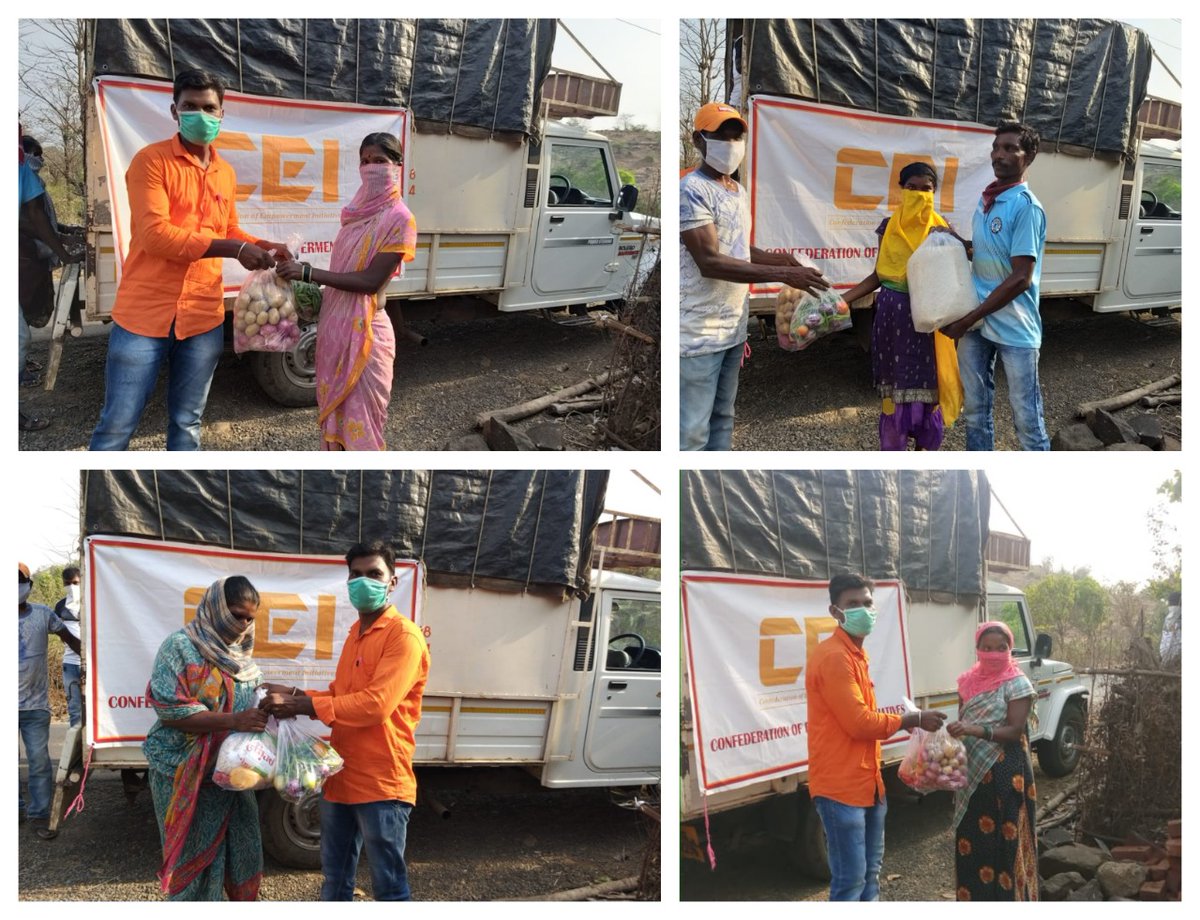 Due to Lockdown rules, only 1 member/family were allowed to be present to obtain Ration. Ration distribution began at 11 AM led by CEI Team of <a href="/SureshWalekar/">Suresh Walekar</a> ji &amp; Santosh ji both belonging from BPL PVTG Katkari tribe. #CEI_CovidResponse
