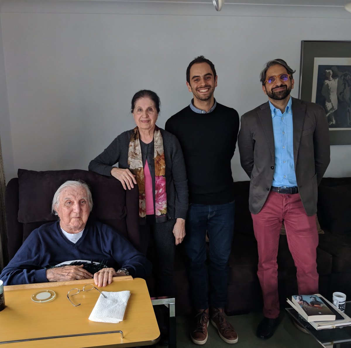 I had the great honour of visiting him in his house in England in March 2018 during my residency at the Delfina Foundation. In the photo are his wife, acclaimed author Balkis Sharara & Iraqi architect & academic Ahmed Al-Mallak, the Founding Director​ Tamayouz Excellence Award.