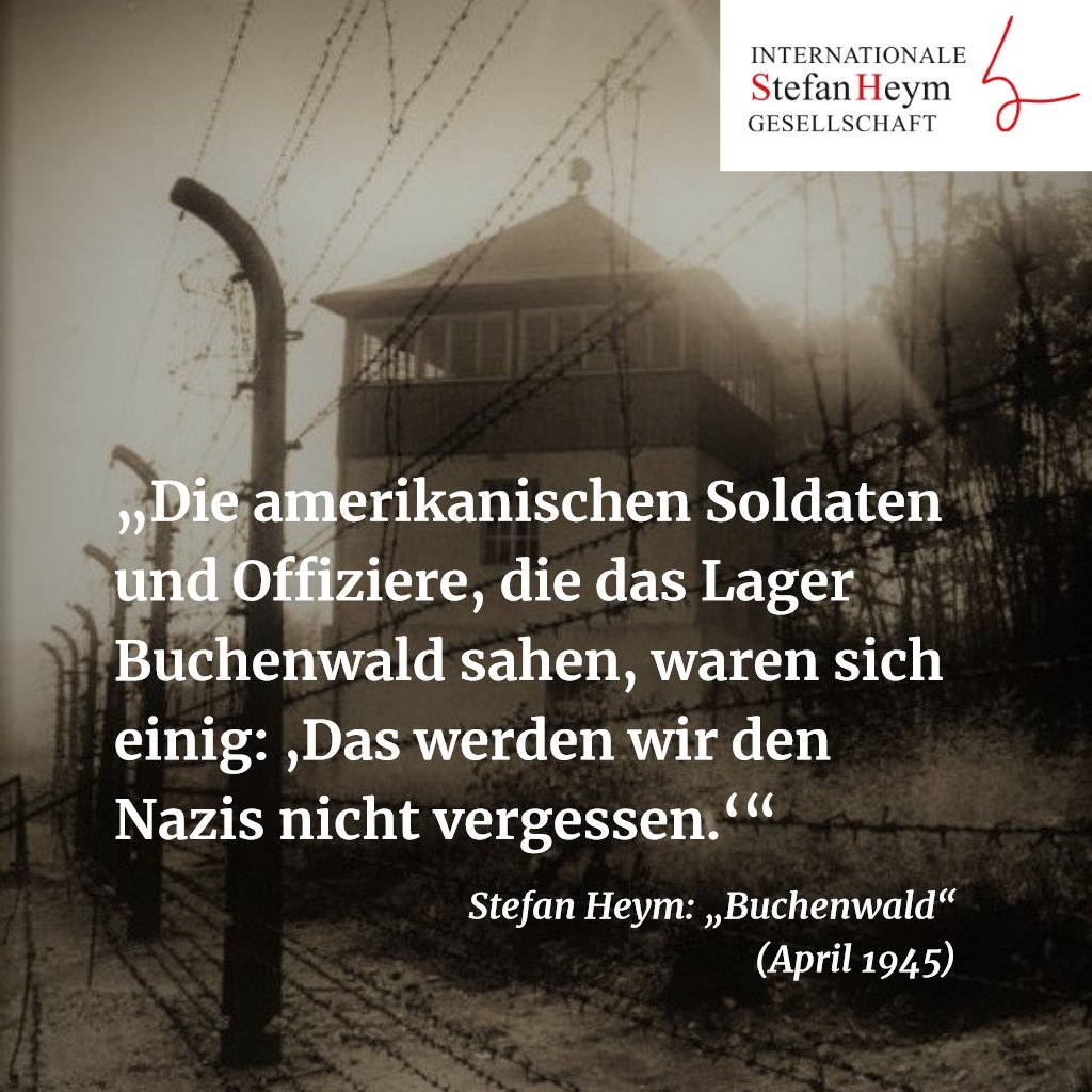 #OTD vor 75 Jahren wurde das KZ #Buchenwald von amerikanischen Truppen befreit. Stefan Heym, damals Sergeant der US-Army, verfasste kurz darauf einen Radioreport über ihre Eindrücke. #75Befreiung 
(Foto: Bundesarchiv, 183-1983-0825-303 / Jürgen Ludwig / CC-BY-SA 3.0)