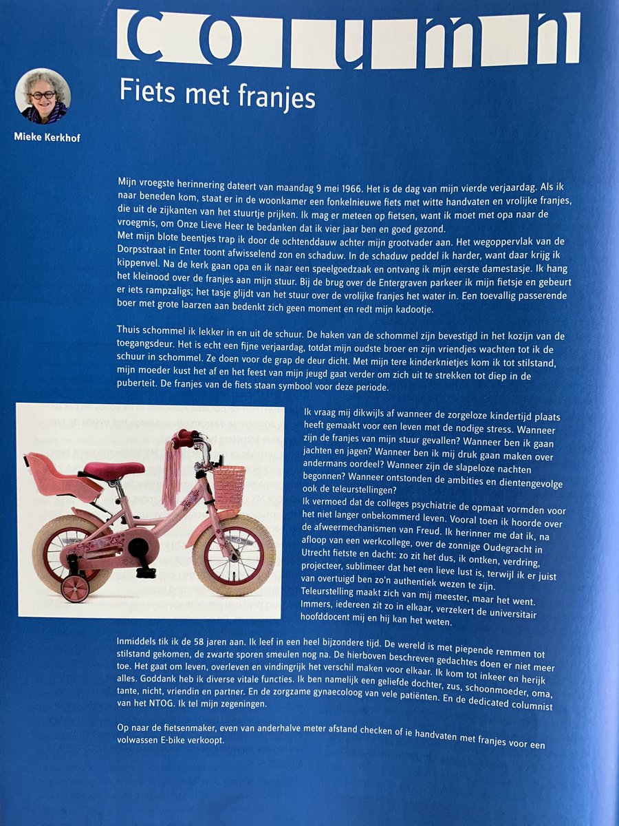 Ik bied jullie mijn column aan uit het gynaecologentijdschrift. Over kinderlijke onschuld en Corona-effecten. Echt even lezen en graag retweeten. Heb er erg mijn best op gedaan #Covid_19