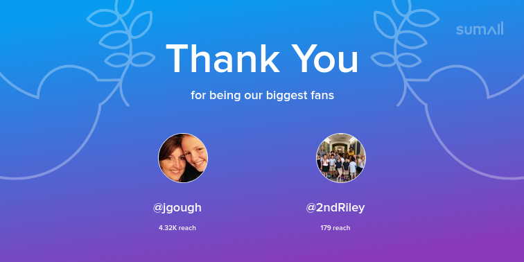 Our biggest fans this week: jgough, 2ndRiley. Thank you! via sumall.com/thankyou?utm_s…