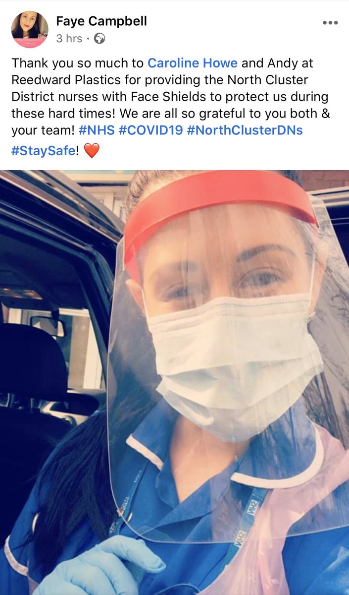ReedwardNW's tweet photo. So proud of our beautiful friend and her colleagues! So glad that myself, Andy &amp; all at Reedward were able to help, even just a few NHS workers to stay safe and continue to do an amazing job of taking care of us and our loved ones when needed! ❤️🌈 #StayAtHomeSaveLives https://t.co/PEcjvefh4V